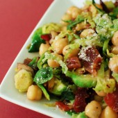 Warm Chickpea Mushroom and Brussels Sprouts Salad