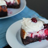 Roasted Cherry Brownie Cheesecake