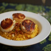 Pumpkin Risotto with Seared Scallops