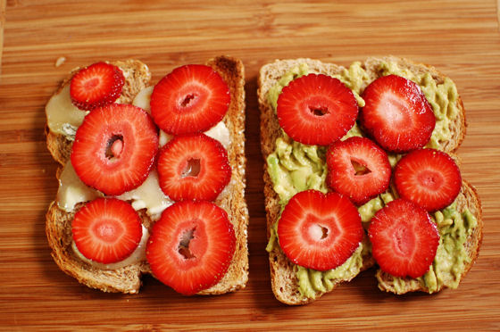 Strawberry, Avocado, Goat Cheese Sandwich