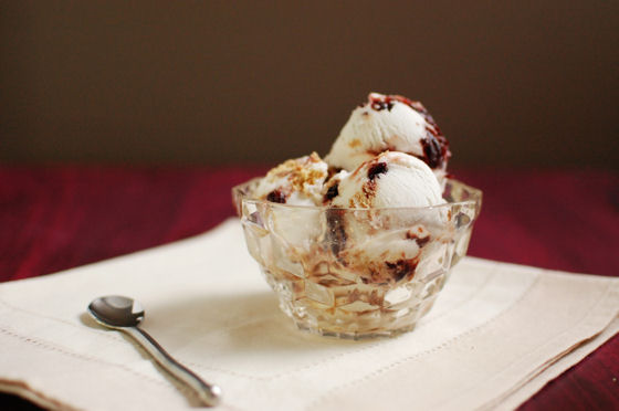 Caramelized Cherry Goat Cheesecake Ice Cream