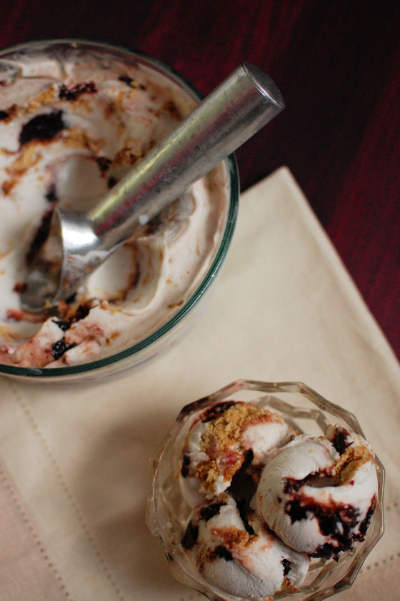 Caramelized Cherry Goat Cheesecake Ice Cream