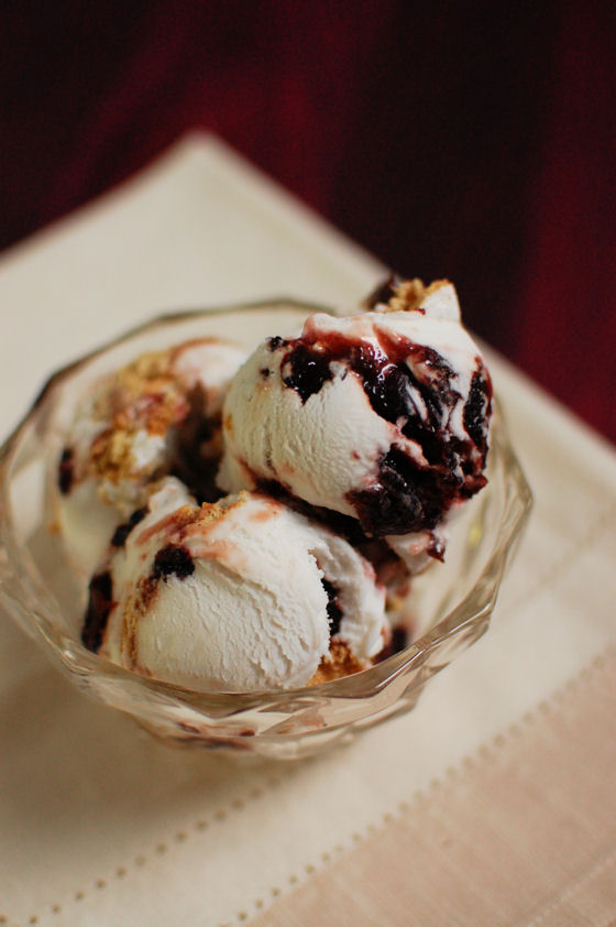 Caramelized Cherry Goat Cheesecake Ice Cream