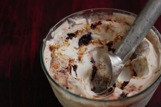 Caramelized Cherry Goat Cheesecake Ice Cream