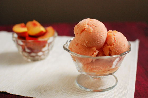 Peach Champagne Sorbet with Thyme