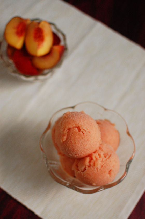 Peach Champagne Sorbet with Thyme