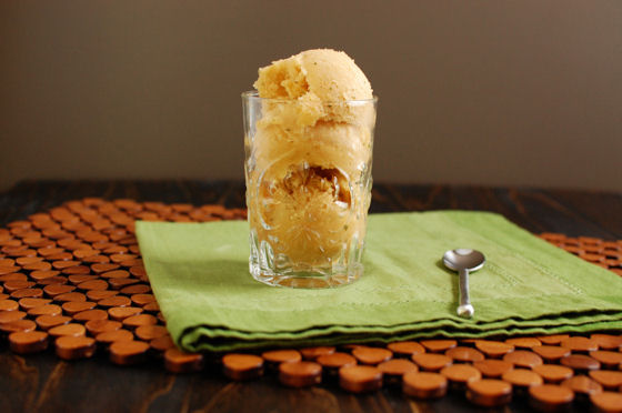 Spiced Peach Basil Sorbet