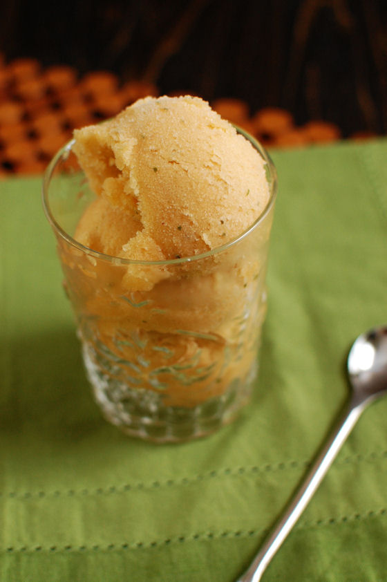 Spiced Peach Basil Sorbet