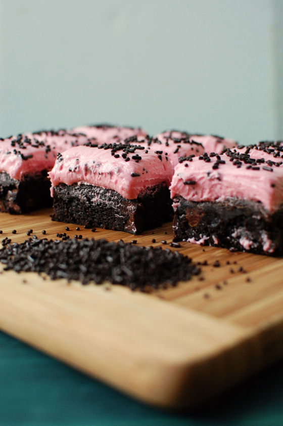 Brownies with Raspberry Frosting