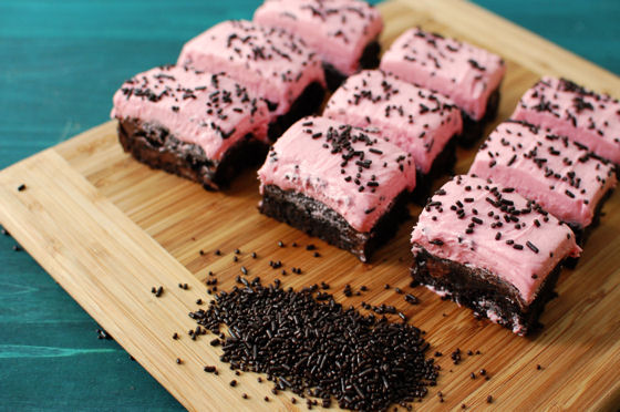 Brownies with Raspberry Frosting