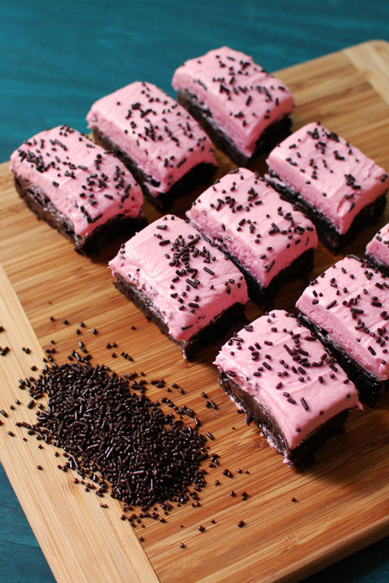 Brownies with Raspberry Frosting