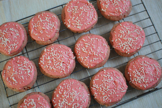 Frosted Strawberry Sugar Cookies