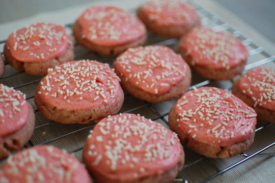 Frosted Strawberry Sugar Cookies