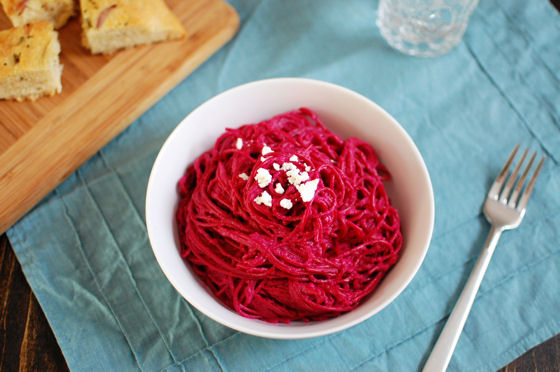 Roasted Beet and Garlic Pasta