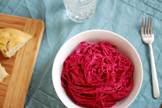 Roasted Beet and Garlic Pasta