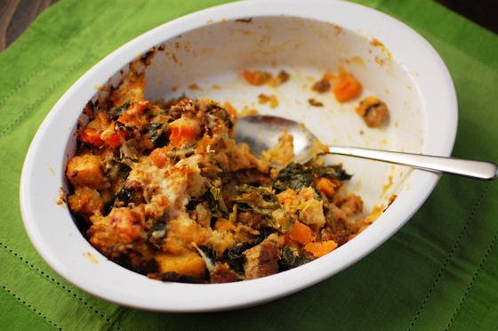 Sausage, Kale, and Butternut Squash Stuffing